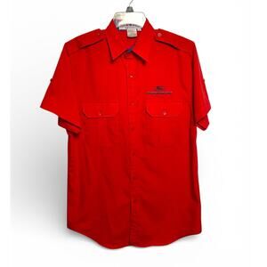 Vintage Ford Motorsport Racing Shirt - Red Short Sleeve Button Up Size S Fits M